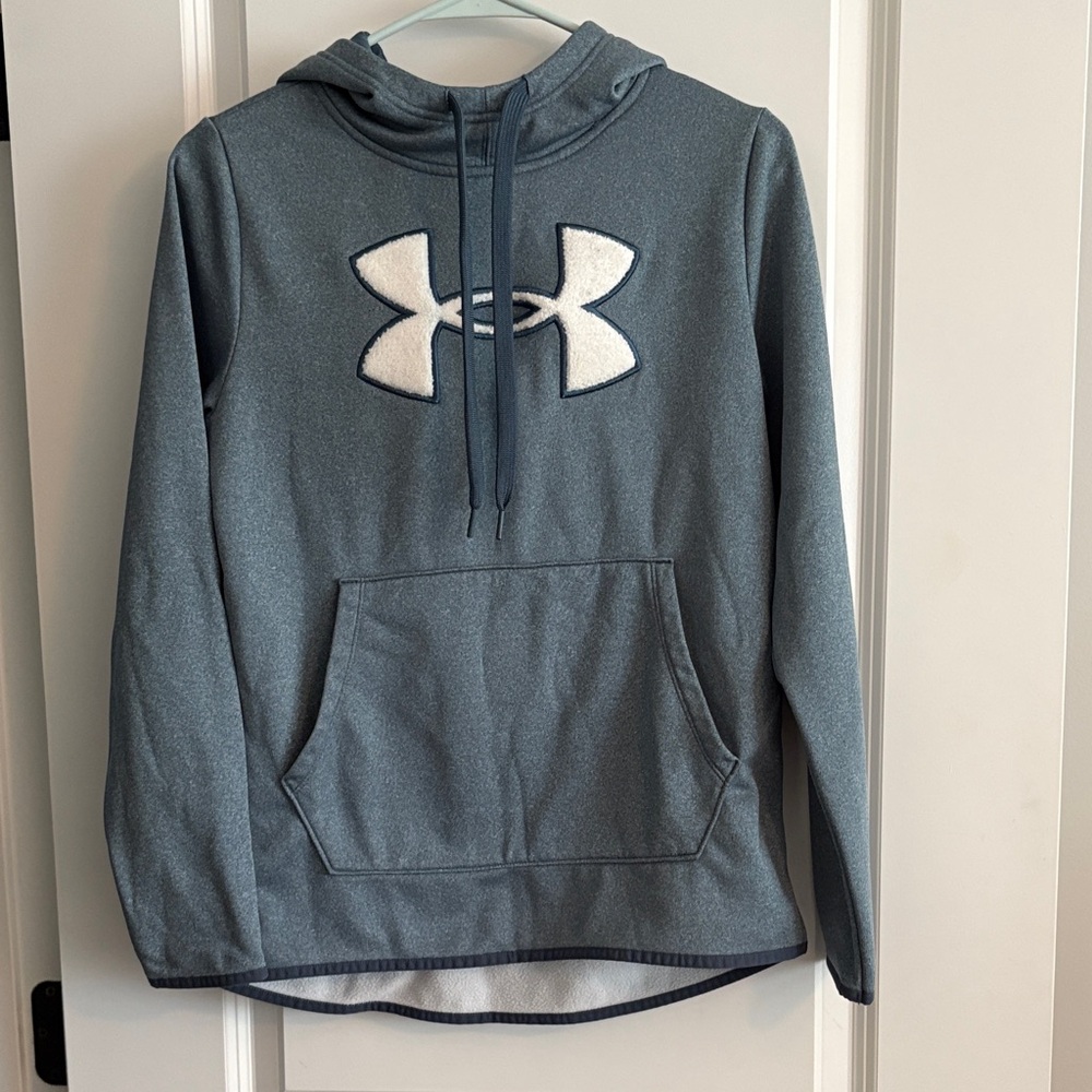 Under Armour Steel Blue Hoodie with White Logo